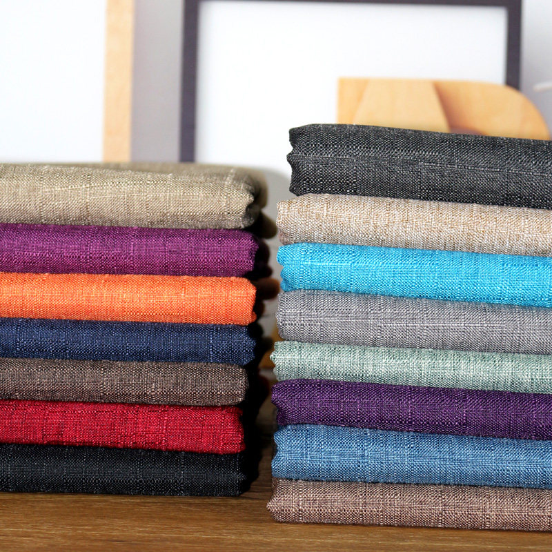 沙发竹节麻布料仿亚麻布复合粗布纯色桌布抱枕面料老粗布飘窗垫布