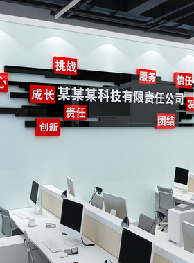 公司前台背景墙装饰企业logo定制形象墙背景字办公室墙面布亚克力