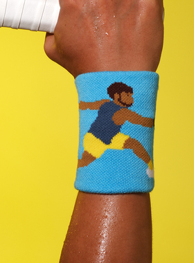 SOX&CO.原创NeverGiveUp刺绣淘米姐阿尔卡拉斯棉红色网球护腕加厚