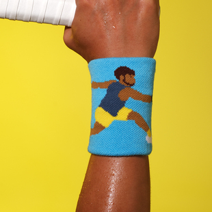 SOX&CO.原创NeverGiveUp刺绣淘米姐阿尔卡拉斯棉红色网球护腕加厚