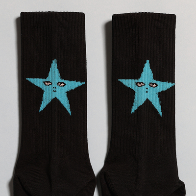 SOX&CO. X BUTTGooDS原创女生黑色星星运动袜中筒袜棉袜潮四季款