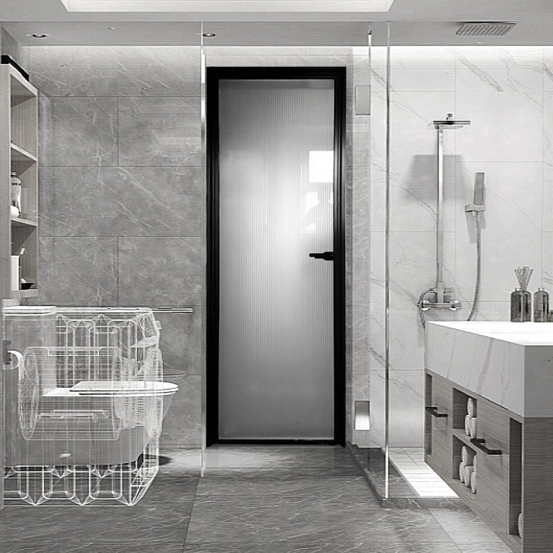 外平内开卫生间门超白长虹钢化玻璃极简窄边天地合页平开门厕所门