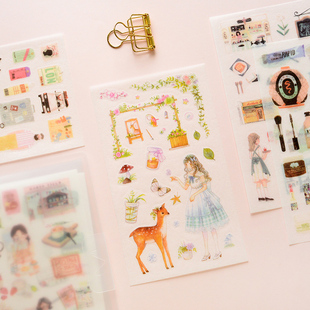 网红款手帐贴纸和纸手账收纳手装饰图案动漫人物古风卡通贴画一本素材工具套装大礼包套装可爱日系少女心贴纸