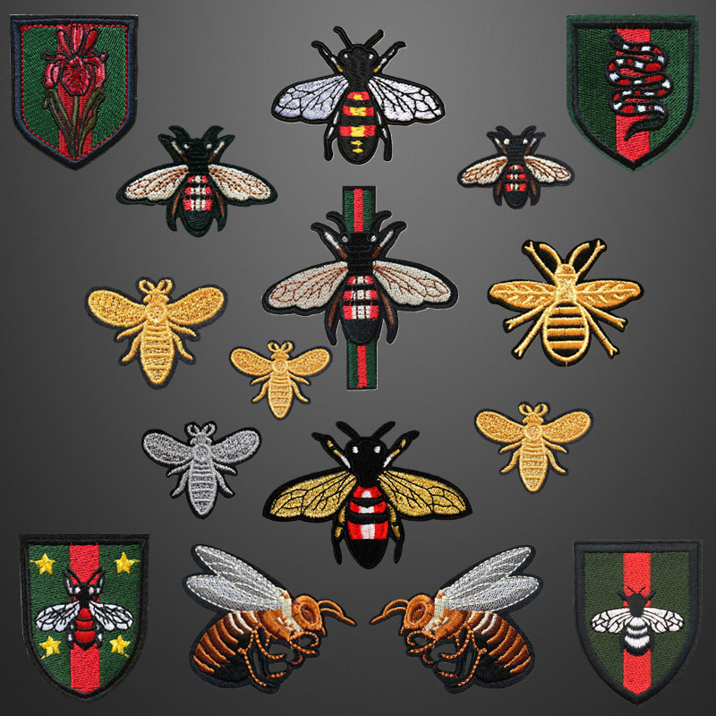 潮牌刺绣布贴金色棕色蜜蜂装饰贴服装辅料牛仔裤衣服破洞补丁贴标,居家布艺,布贴,淘宝优惠券,粉丝福利购,淘宝优惠卷