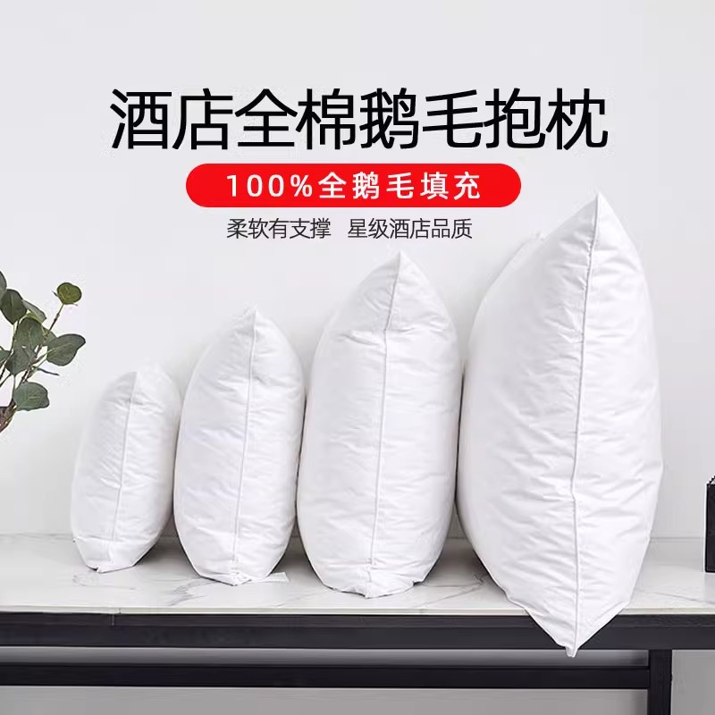 白鹅毛羽绒抱枕芯羽毛靠枕酒店全棉沙发腰垫办公室靠背枕四季通用