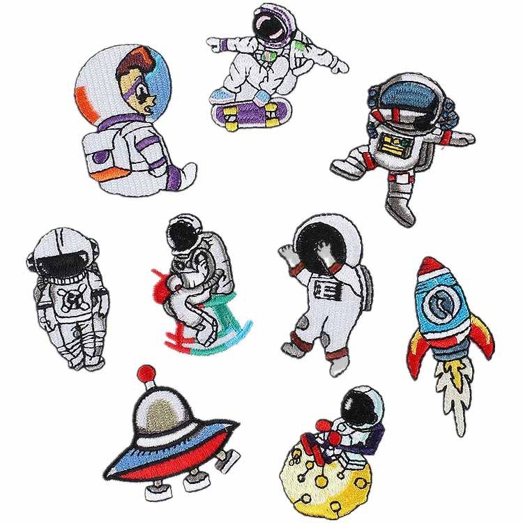 新款宇航员电脑刺绣布贴卡通太空人物补丁贴装饰刺绣贴熨烫章仔