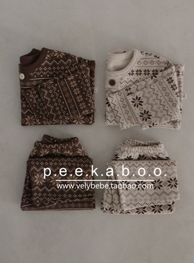 【圣诞秋冬】peekaboo官网代购韩国儿童家居服睡衣套装宽松