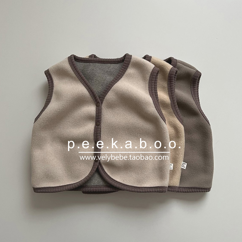 【秋冬】peekaboo正品韩国童装儿童保暖马甲加绒打底简约百搭