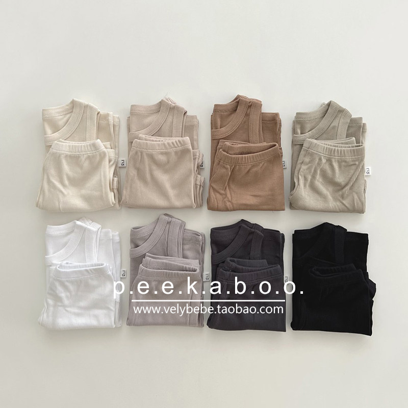 【夏】peekaboo正品韩国童装儿童家居服宝宝睡衣套装清凉背心