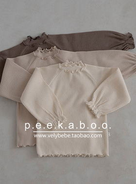 【秋冬】peekaboo正品韩国童装儿童打底衫T恤半高领弹力厚实洋气