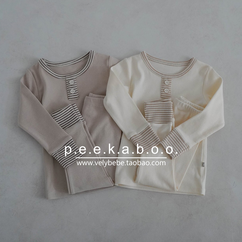 【春秋】peekaboo正品韩国童装儿童家居服宝宝睡衣套装秋衣秋裤