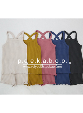 【清货不退换】peekaboo正品韩国童装儿童家居服睡衣套装螺纹针织
