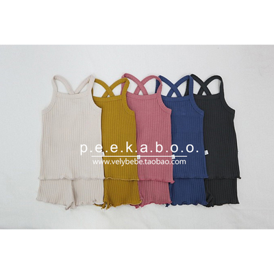 【清货不退换】peekaboo正品韩国童装儿童家居服睡衣套装螺纹针织
