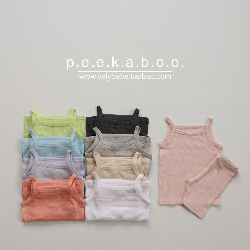 【清货不退换】peekaboo正品童装韩国儿童家居服宝宝套装吊带透气