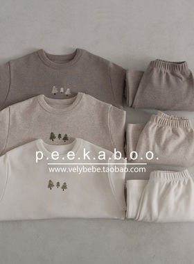 【圣诞秋冬】peekaboo官网代购韩国儿童家居服睡衣套装宽松