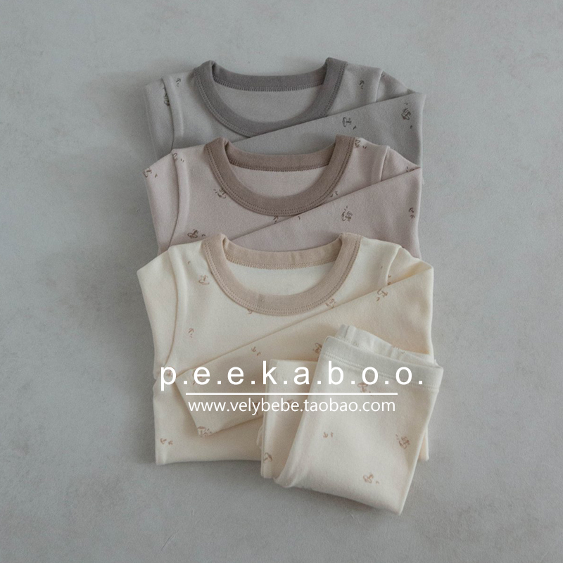 【春秋】peekaboo正品韩国童装儿童家居服宝宝睡衣套装秋衣秋裤