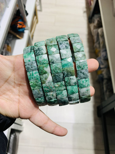 天然水晶玉石手排青海玉刻面手排简约百搭饰品礼物送女友闺蜜