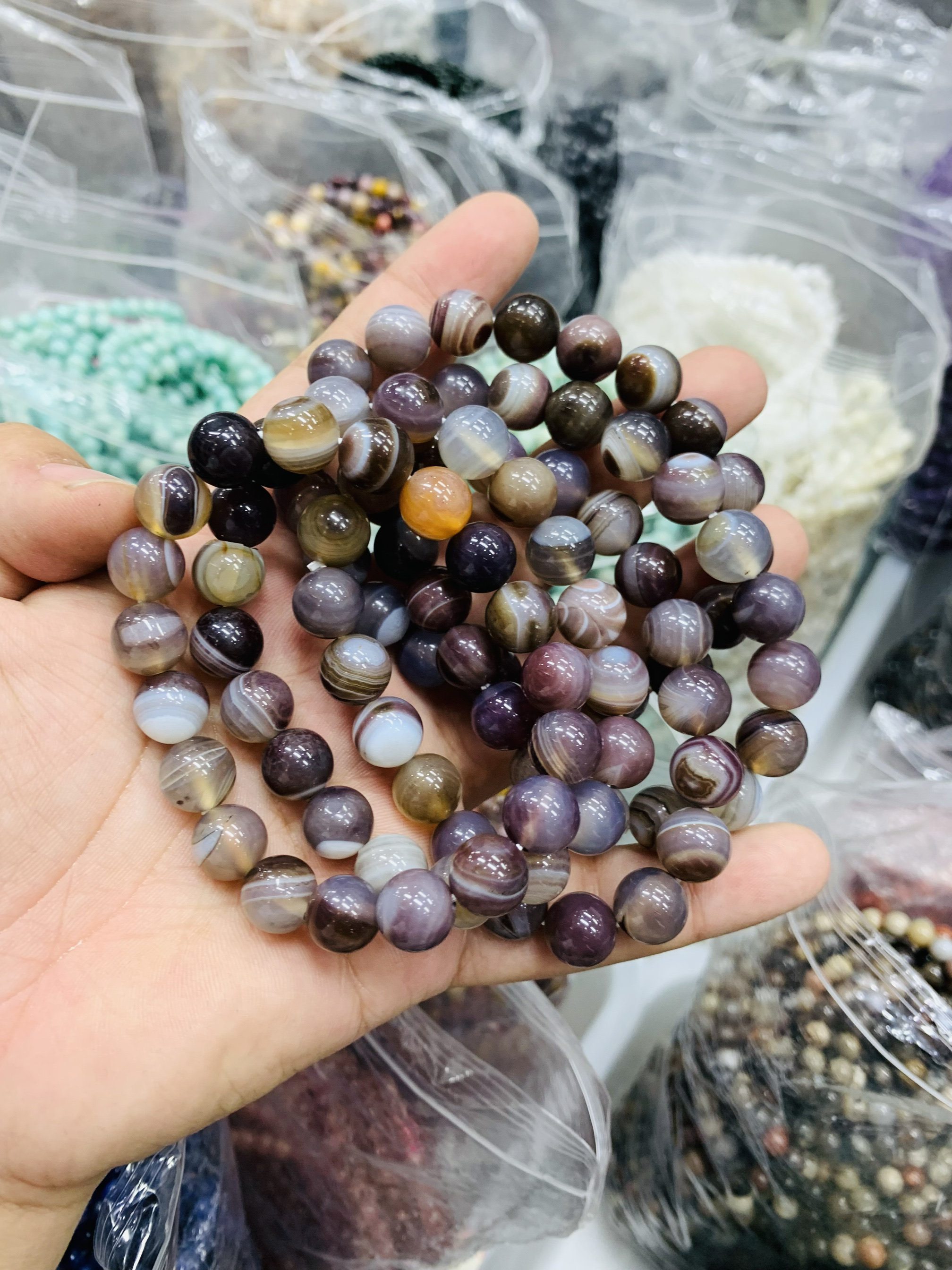 天然波斯湾条纹玛瑙手链手串10mm德古拉玛瑙手链手串生日礼物