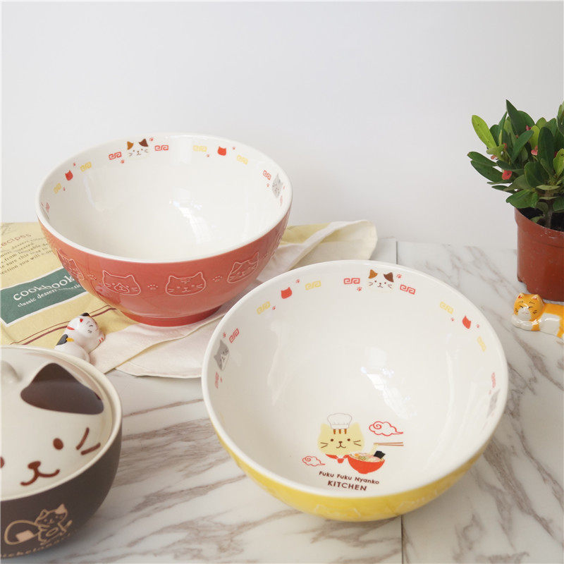 树下盒 日D釉下彩可爱萌三花猫拉面碗厨房汤碗沙拉碗猫头陶瓷餐具,餐饮具,碗,淘宝优惠券,粉丝福利购,淘宝优惠卷