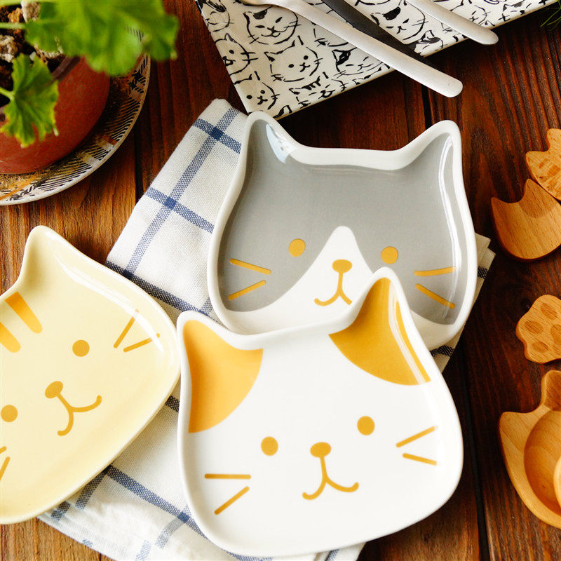 树下盒   呆萌小猫表情系列陶瓷小碟   可爱三花猫甜点碟小吃盘,餐饮具,碟,淘宝优惠券,粉丝福利购,淘宝优惠卷