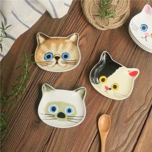 树下盒 Ecoute可爱猫脸收藏造型陶瓷调料碟 软萌小猫日式小味碟