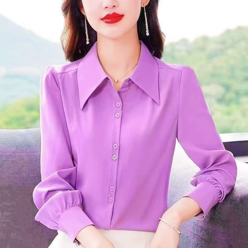 衬衫女长袖2025夏秋季新款时尚气质衬衣显瘦打底小衫气质女士上衣