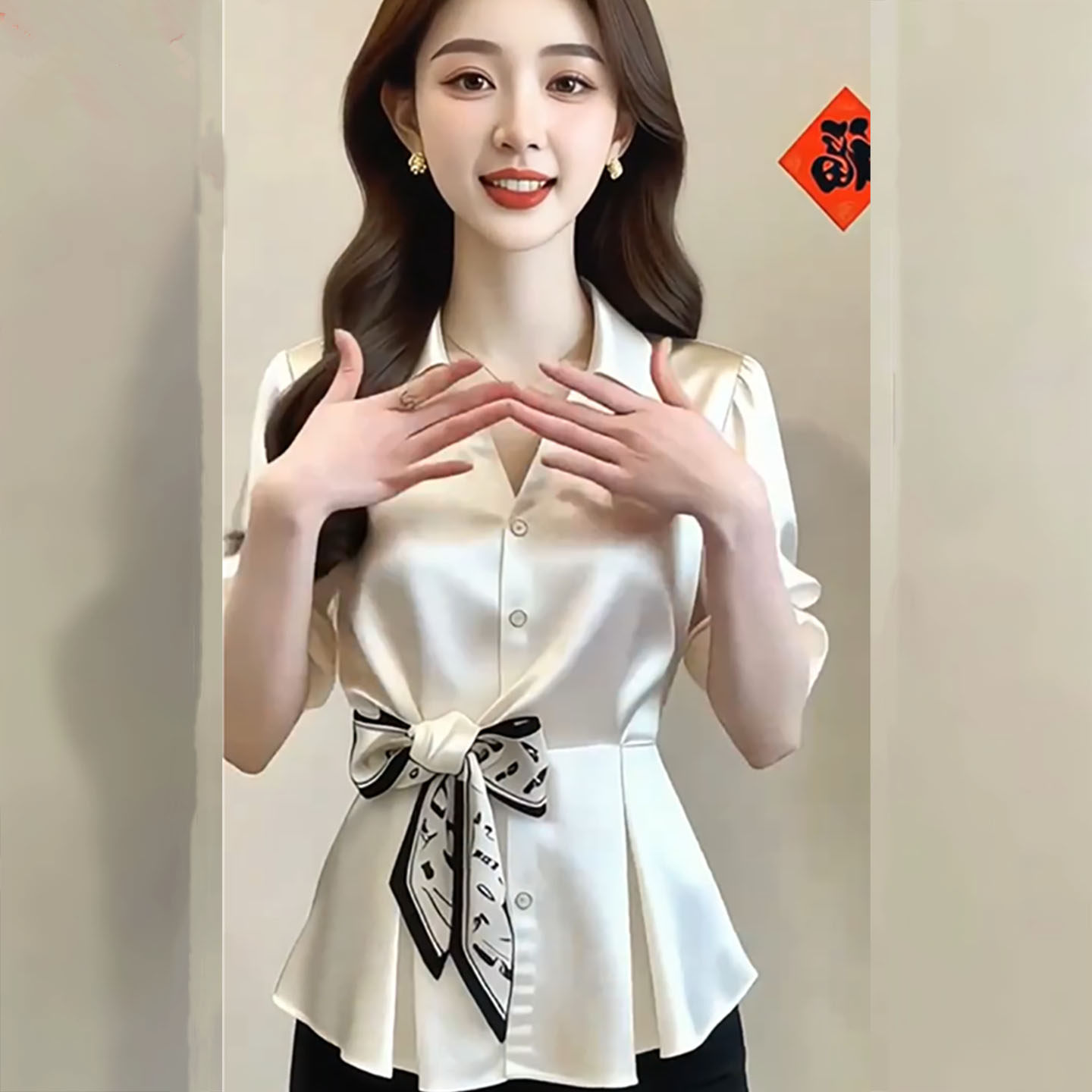 短袖衬衫女士高级感特别漂亮的掐腰衬衫女款2026新款超火减龄上衣