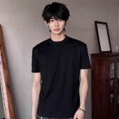速干时髦百搭圆领正肩膀短袖 LACANEDE 纯色短袖 T恤男合身显瘦tee