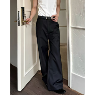 长裤 男韩版 cleanfit复古简约休闲宽松显瘦拖地微喇西裤 LACANEDE