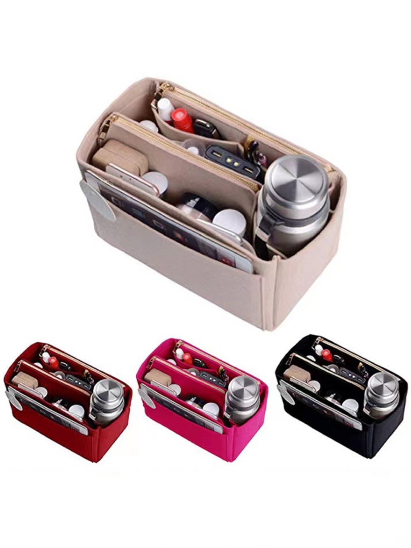 毛毡布多功能内胆包包中包大容量杂物袋旅行化妆收纳包妈咪整理包,收纳整理,包包内胆包,淘宝优惠券,粉丝福利购,淘宝优惠卷