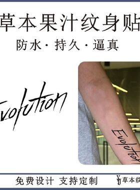 谢霆锋进化演唱会Evolution手臂草本果汁防水持久刺青字母纹身贴