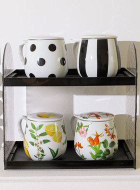 利快德国进口KONITZ陶瓷下午茶精致简约马克杯大圆肚带茶滤带盖