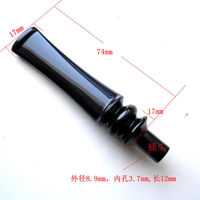 烟具diy自制石楠木手工烟斗配件3mm滤芯烟嘴咬嘴黑柄粗插头直塔尖