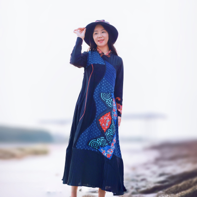 楚馨原创民族风文艺复古设计师刺绣绣花连衣裙女背心裙长裙秋冬
