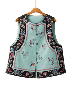 千椿物喜原创设计花清汉女国风刺绣看背心马甲女新中式高级感马夹