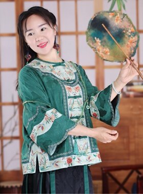【绿鬓花颜】楚馨重工绣花复原对襟清汉女袍褂短上衣外套