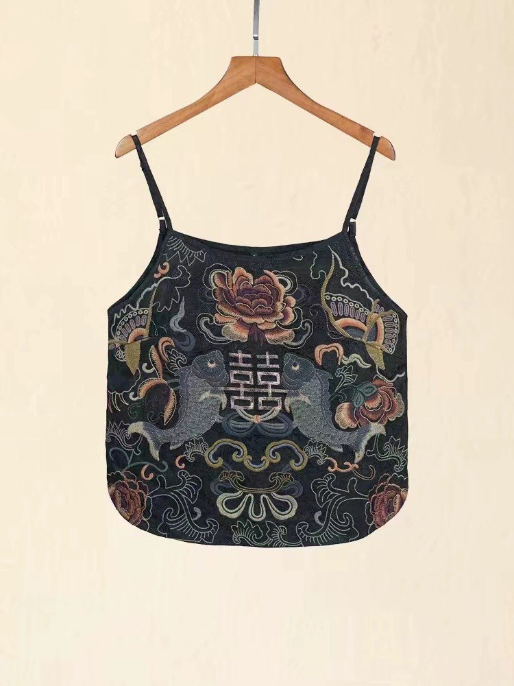 【双喜】楚馨千椿中式复古刺绣肩带可调节国风百搭打底外穿吊带,女装/女士精品,背心吊带,淘宝优惠券,粉丝福利购,淘宝优惠卷