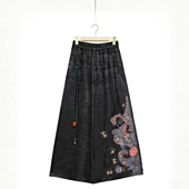 阔腿裤 2025秋季 民族风女文艺复古刺绣黑色长裤 国风新中式 百搭 新款