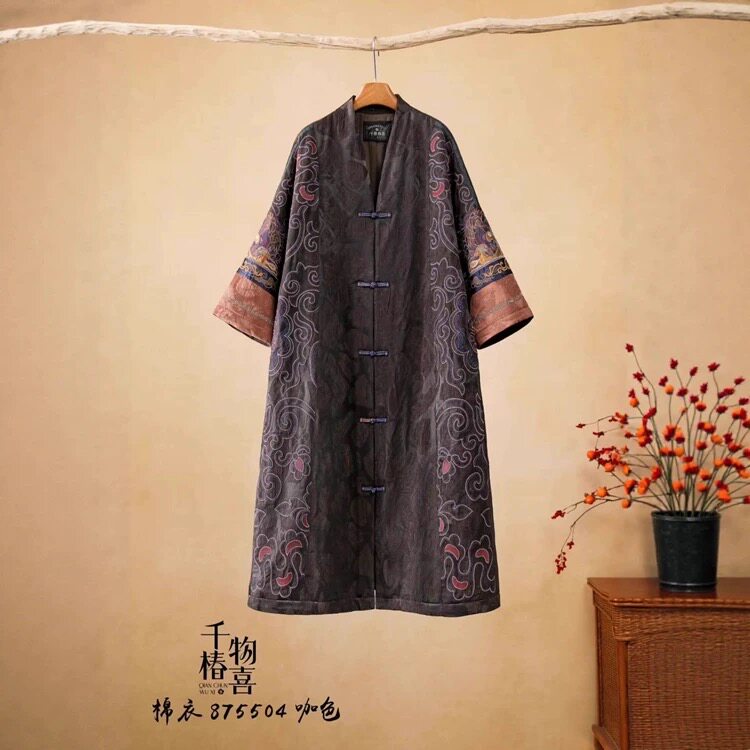 千椿物喜新款民族风刺绣提花棉服女冬加厚长款保暖棉衣外套大衣,女装/女士精品,棉衣/棉服,淘宝优惠券,粉丝福利购,淘宝优惠卷