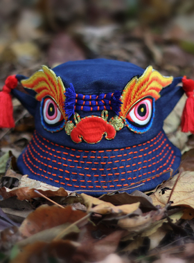 云绣阁民族风刺绣花牛仔布帽子虎头帽出游休闲春夏季遮阳帽渔夫帽