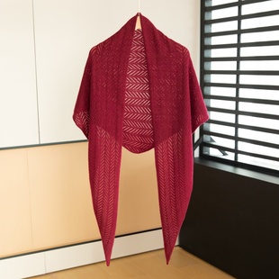 2025秋冬新款100%纯羊绒三角型围巾披肩轻薄大号空调房护肩颈披肩