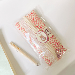 小物件doll自制韩系少女心笔袋可爱草莓蝴蝶结学生笔袋收纳包扁