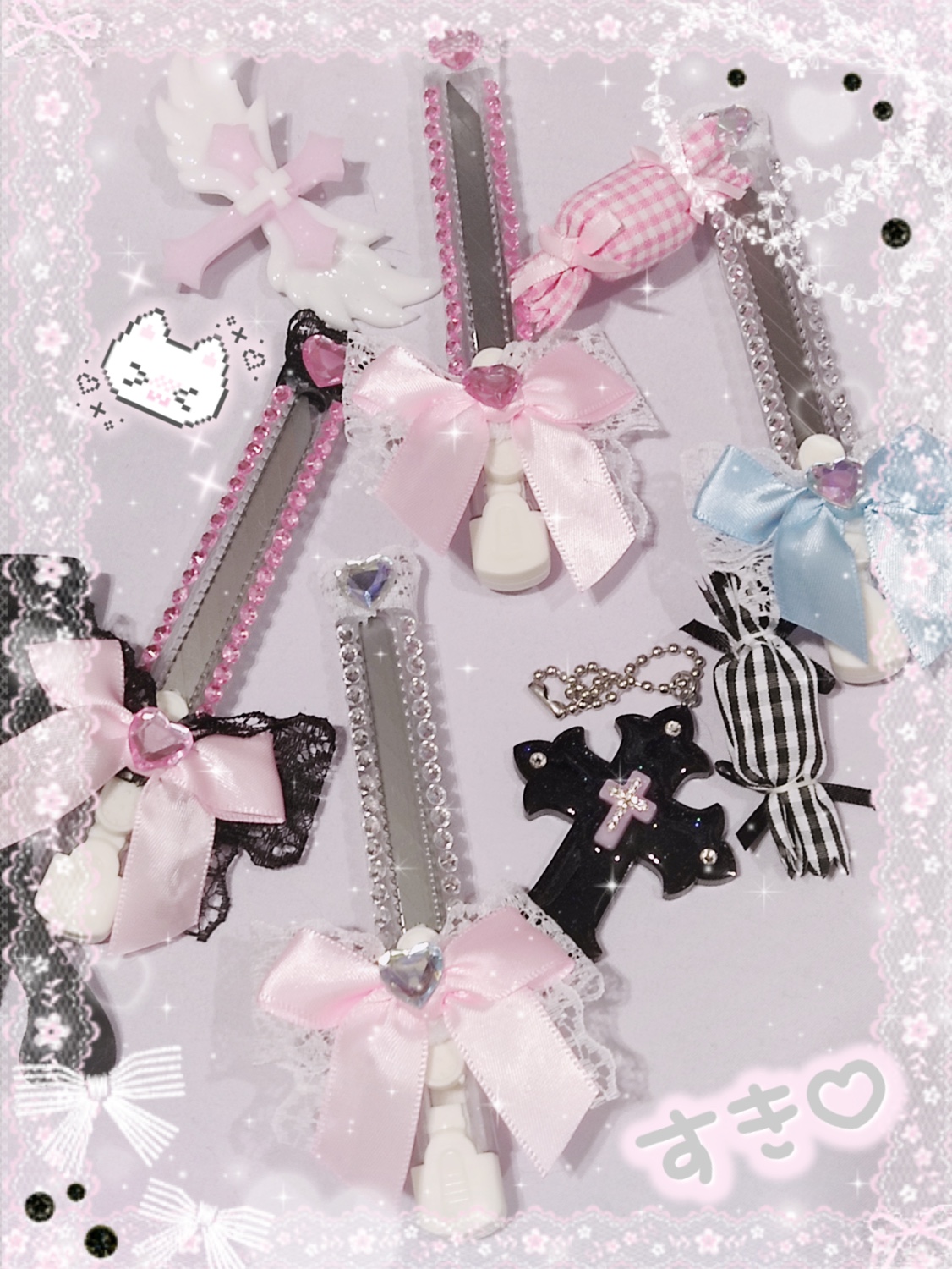 地雷系地蕾系水色黑粉量产型手作刀蕾蕾子甜酷亚文化美工刀