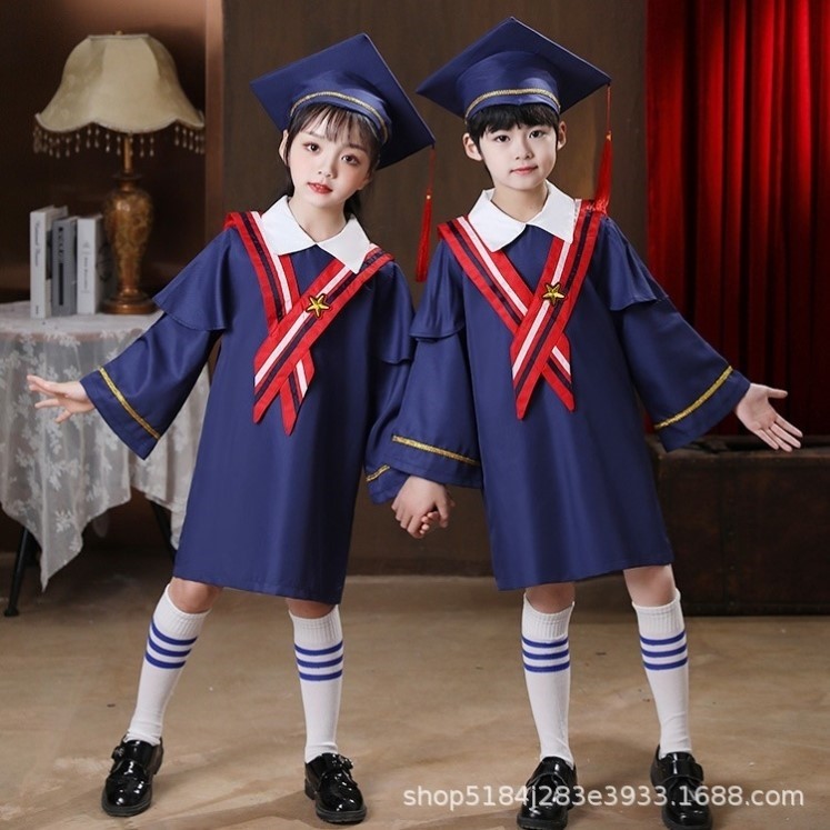 六一儿童幼儿园毕业礼服小学六年级博士服朗诵小学生毕业照典礼