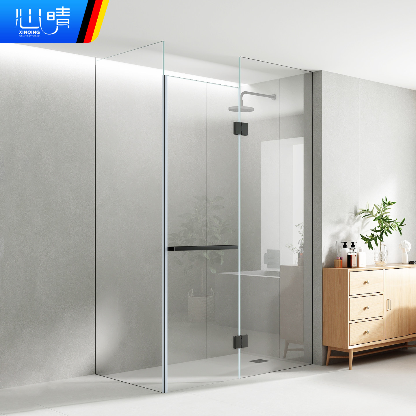 心晴浴室钢化玻璃门干湿分离