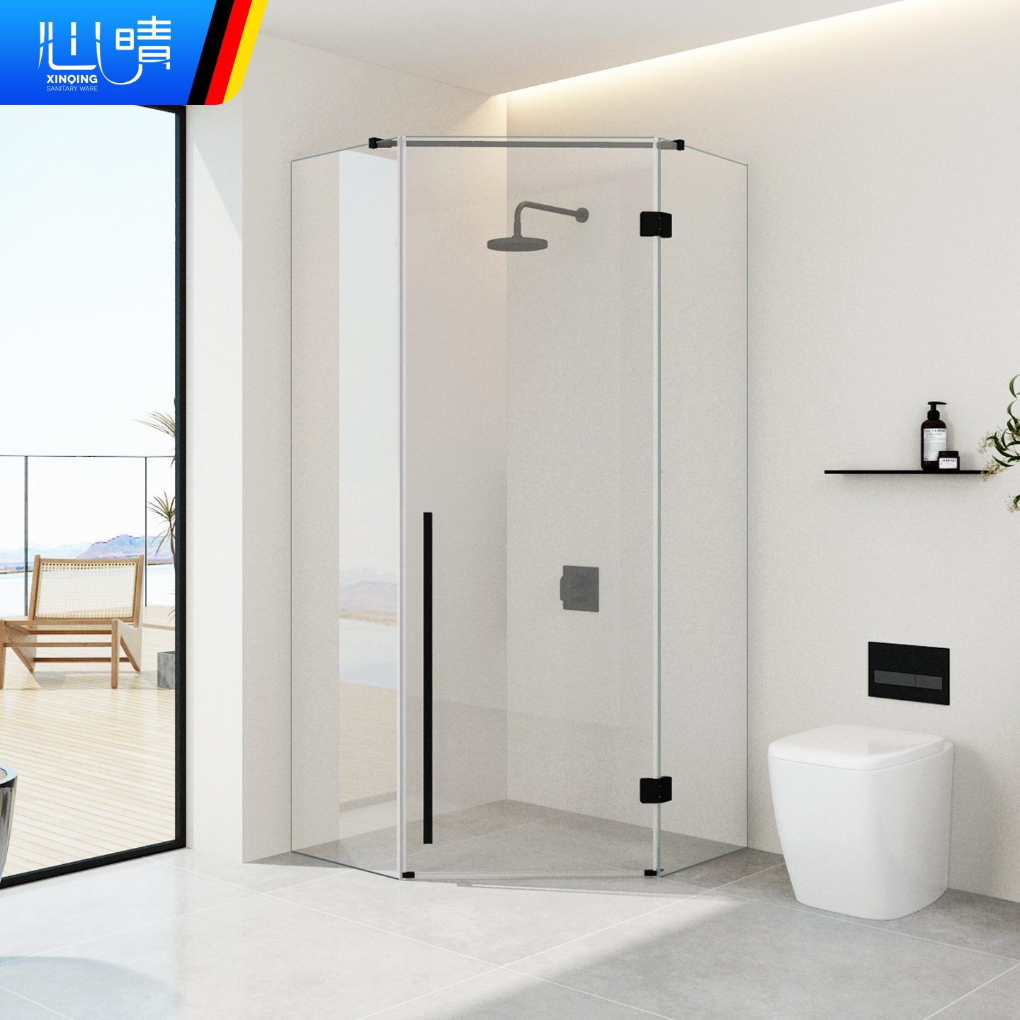 心晴钻石型无框无障碍下沉淋浴房