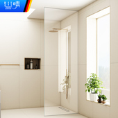 干湿分离无边框玻璃隔 干 心晴定制下沉式 淋浴房浴室化妆室预埋式