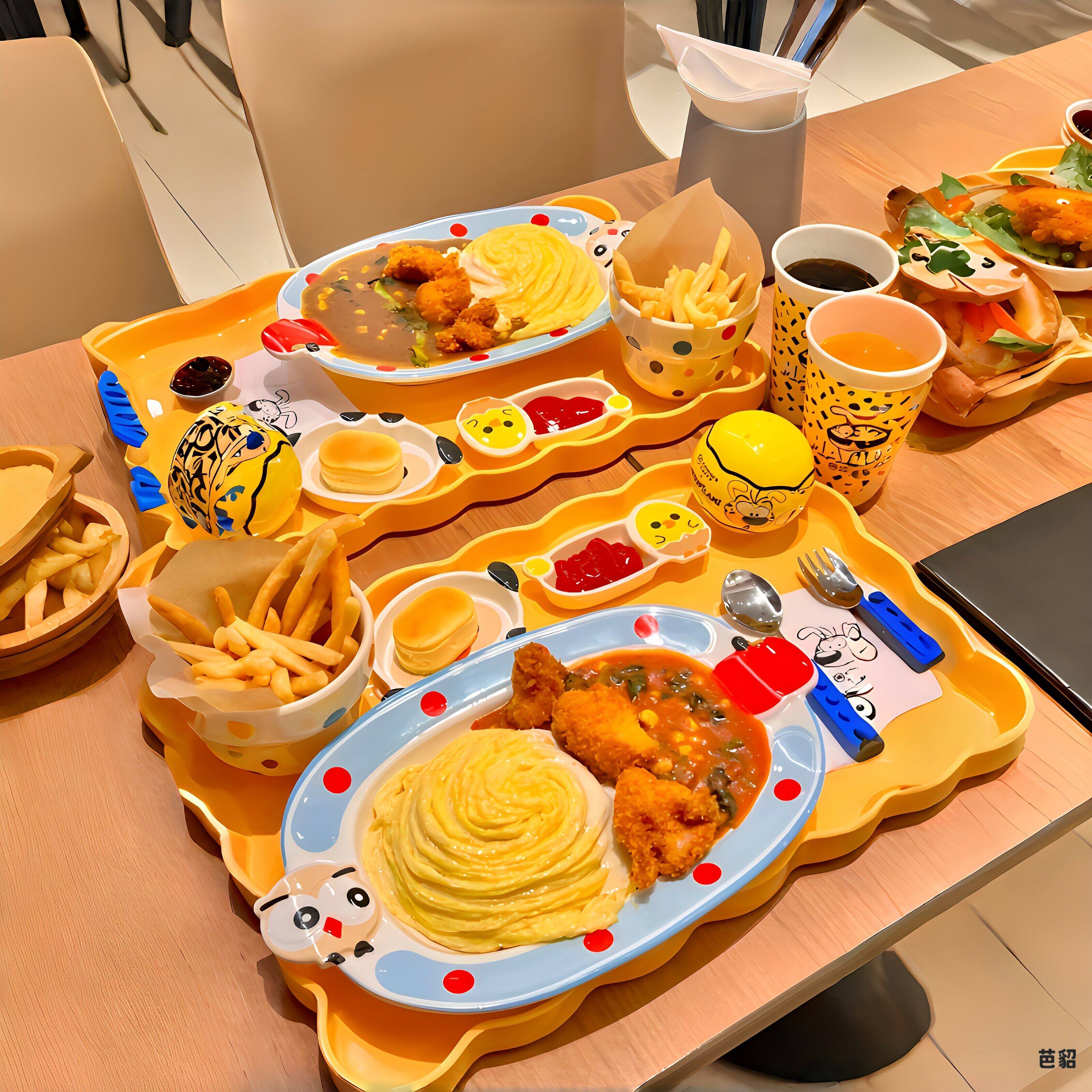 日式餐饮店咖哩蛋包饭专用卡通ins风小象苹果盘陶瓷餐具出片神器