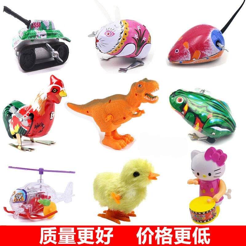 80년대 이후 세대를 위한 작은 동물 향수를 불러일으키는 어린이용 작은 개구리 태엽 장난감 주석 개구리 권선 점프 개구리 힘차게 튀는 작은 동물