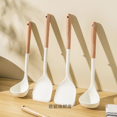 锅铲硅胶铲不粘锅专用炒菜铲子木勺子家用厨具耐高温防烫汤勺套装